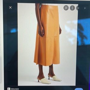 Nanushka Zayra nude vegan leather A-line midi skirt nwt